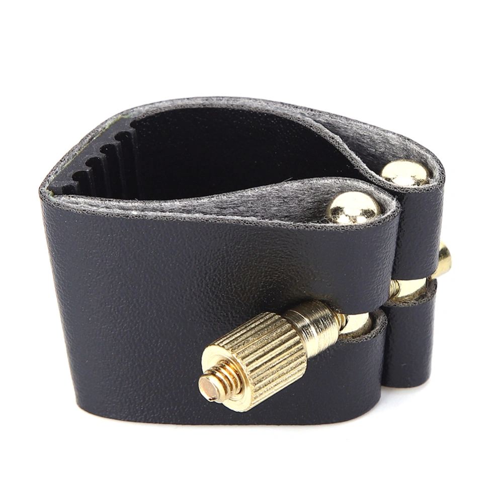 Saxophone Ligature Black PU Leather Metal Durable Musical Instrument AccessoriesC66 Tenor