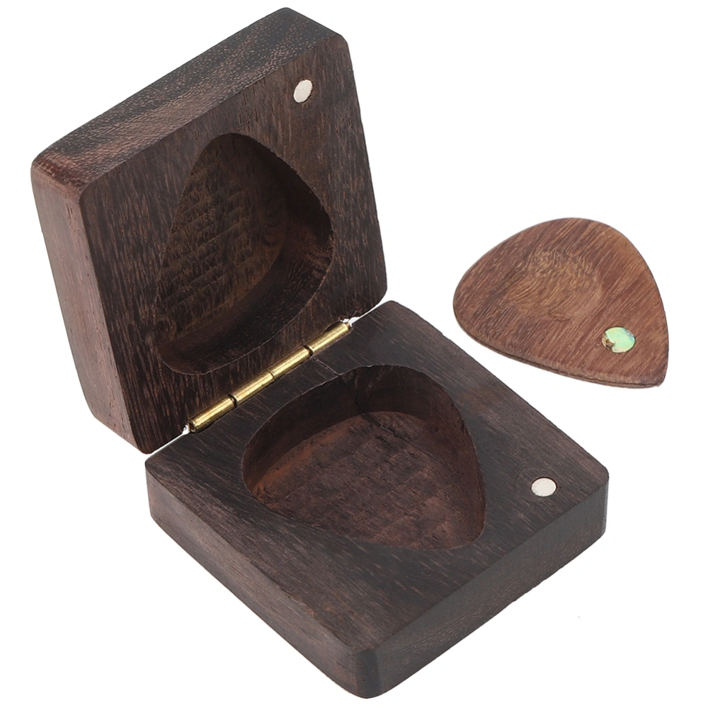 Guitar Pick Box Rosewood Open Magnet with 1Pc Pick Musical Instrument Accessories