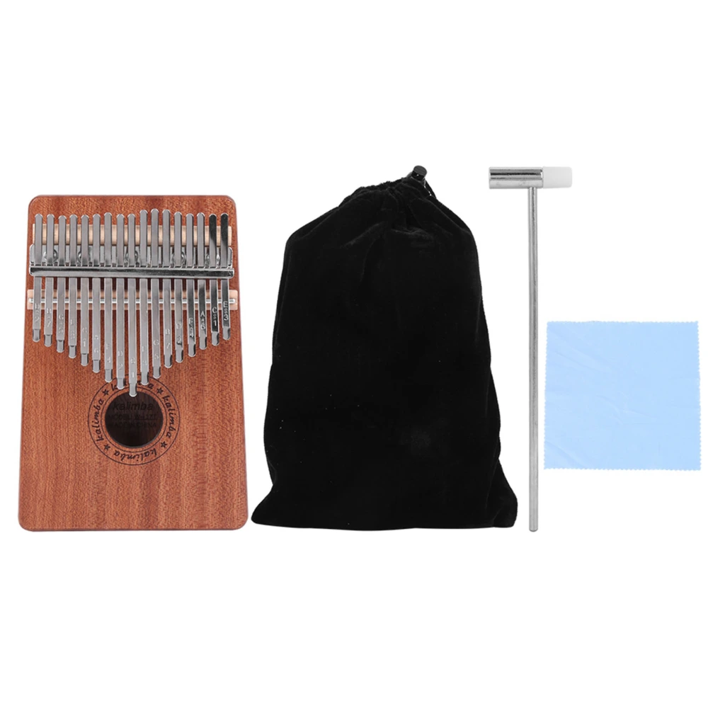 17-Tone Kalimba Portable Sapele Thumb Piano with Hammer Beginner Musical Instrument