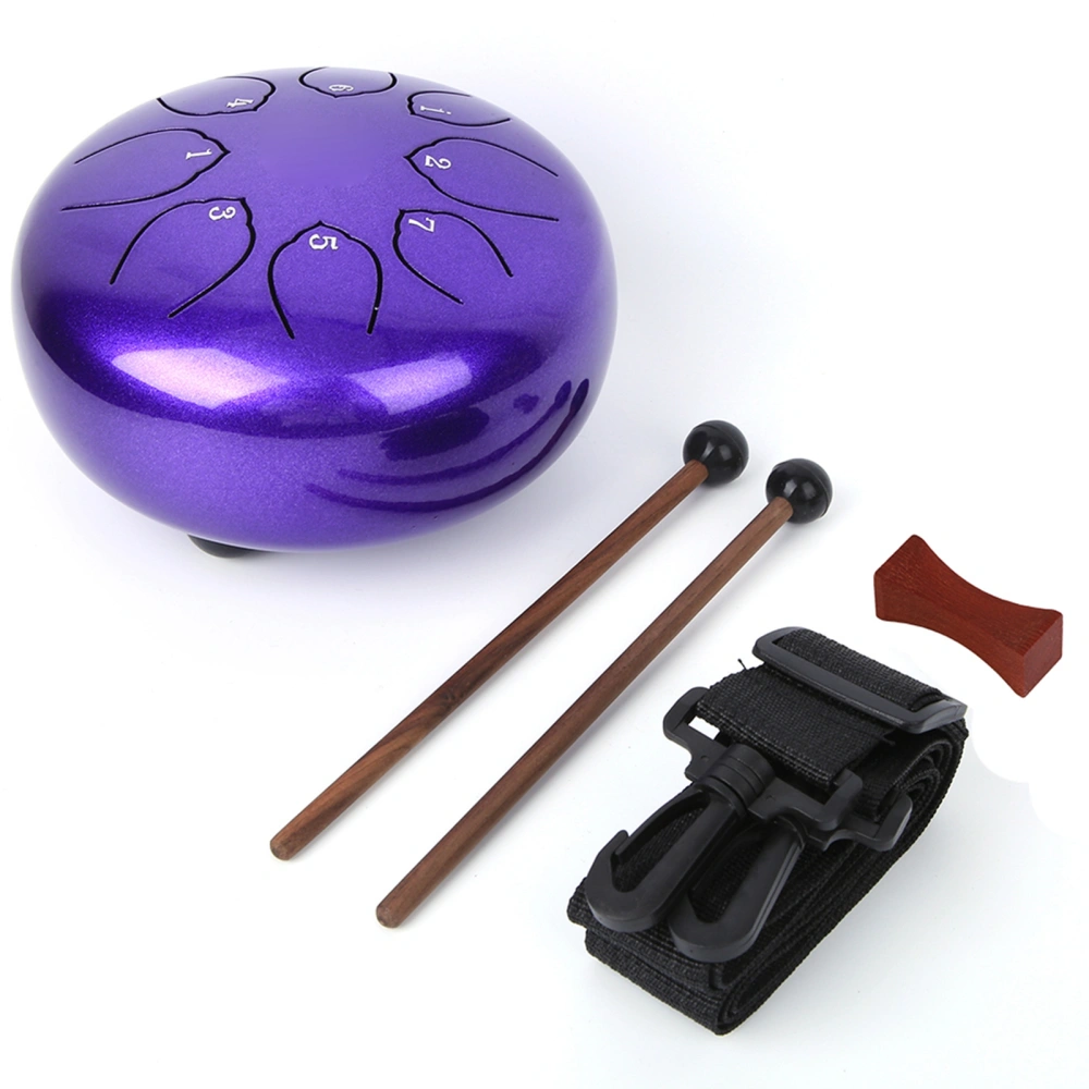 6 inches C Key Tongue Drum Handpan Drum Drumsticks Percussion Instrument with Carrying Bag(Purple )