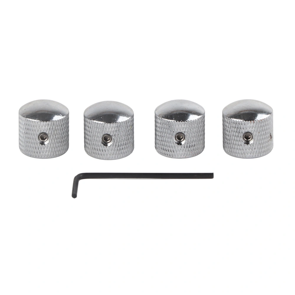 4Pcs Electric Guitar Knob Aluminum Alloy with Hex Wrench Musical Instrument AccessoriesSilver