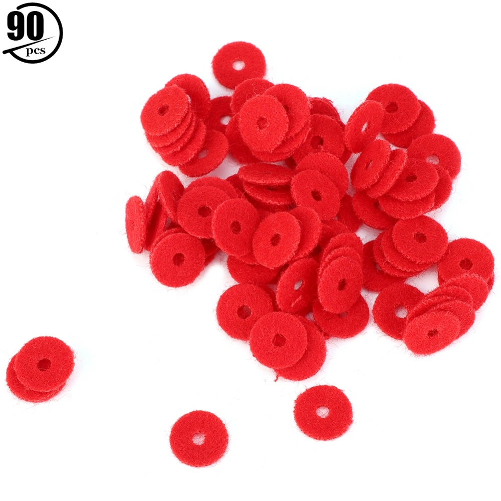 90Pcs Piano Ring Gaskets Soft Wool Small Red Tuning Tool Accessories 1mm Thickness