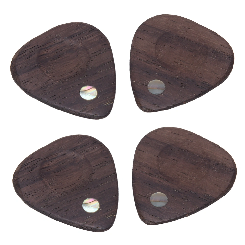 4pcs Rosewood Guitar Picks Abalone Shell Inlaid Ukulele Plectrum String Instrument Accessory