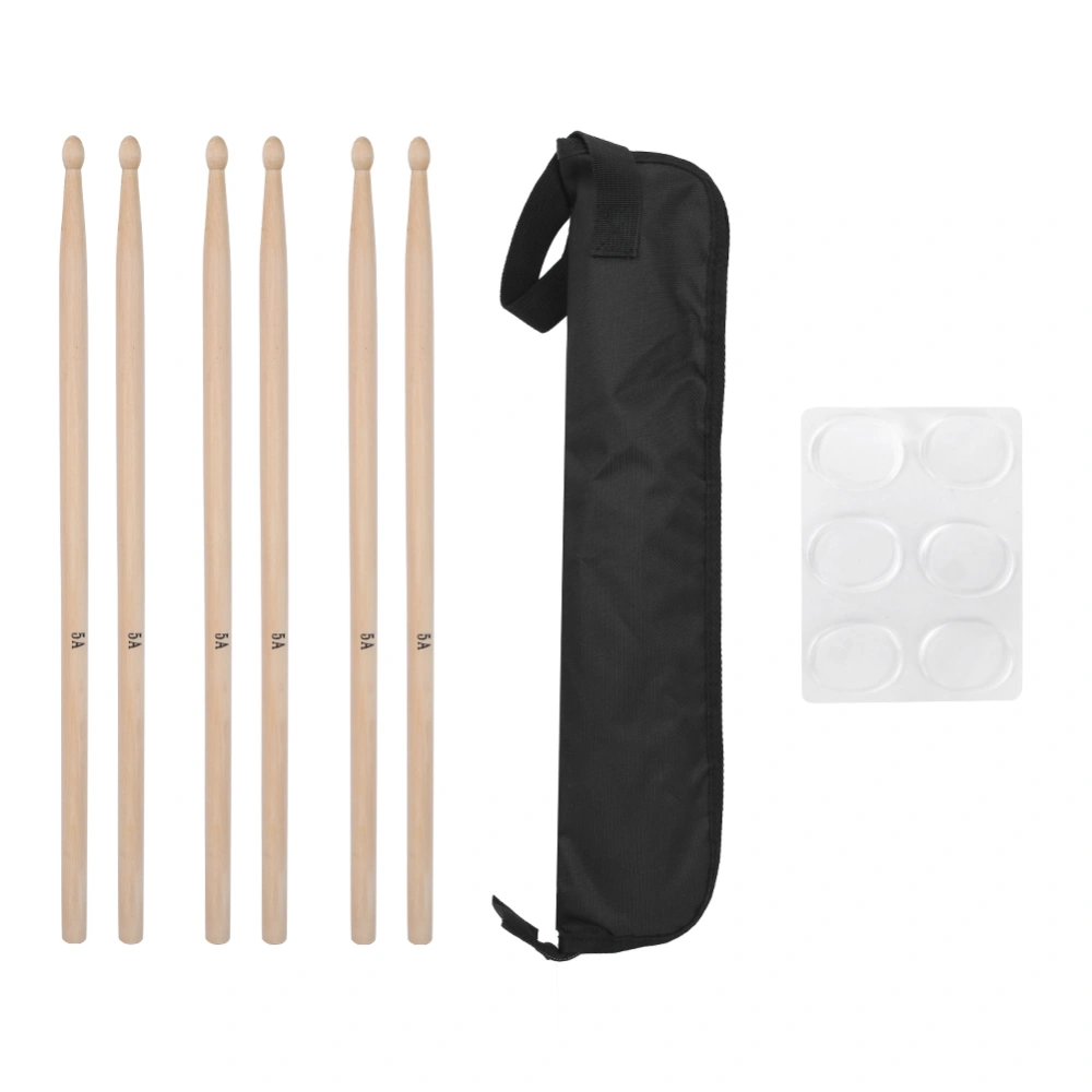 Black Oxford Cloth Drumstick Bag Maple Wood Drum Stick Transparent Mute Pad Set