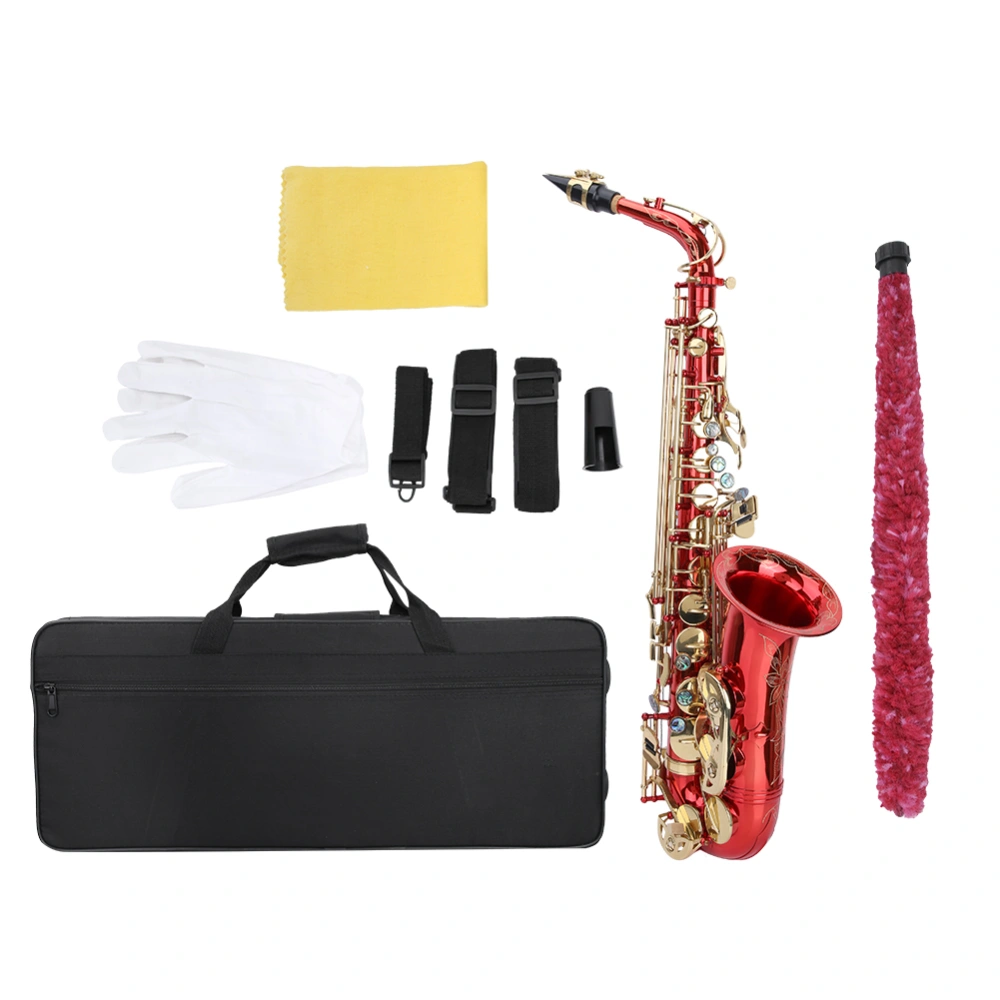 Multiple Paint with Carve Patterns Tube Alto Saxophone with Natural White Shell Button (Red)