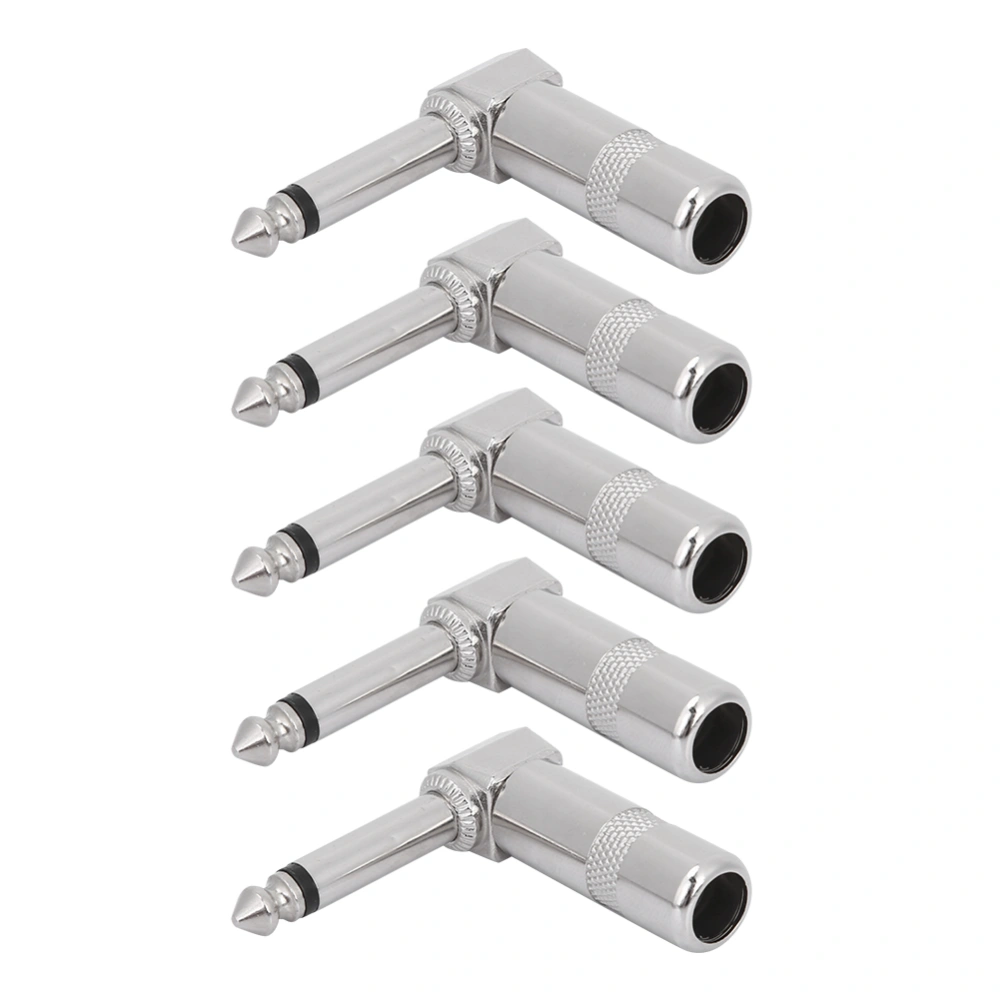 5pcs Right Angle 6.35mm Mono Phone Plug Guitar Audio Jack Connector Microphone Cable Terminal