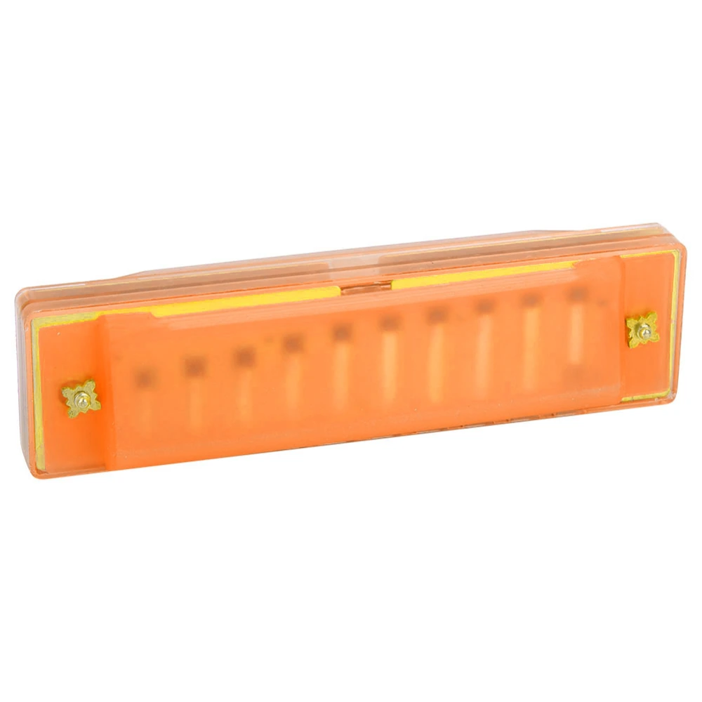 High Quality Durable 10 Holes 20 Tones Plastic Translucent Harmonica Gift for Kids(Orange)