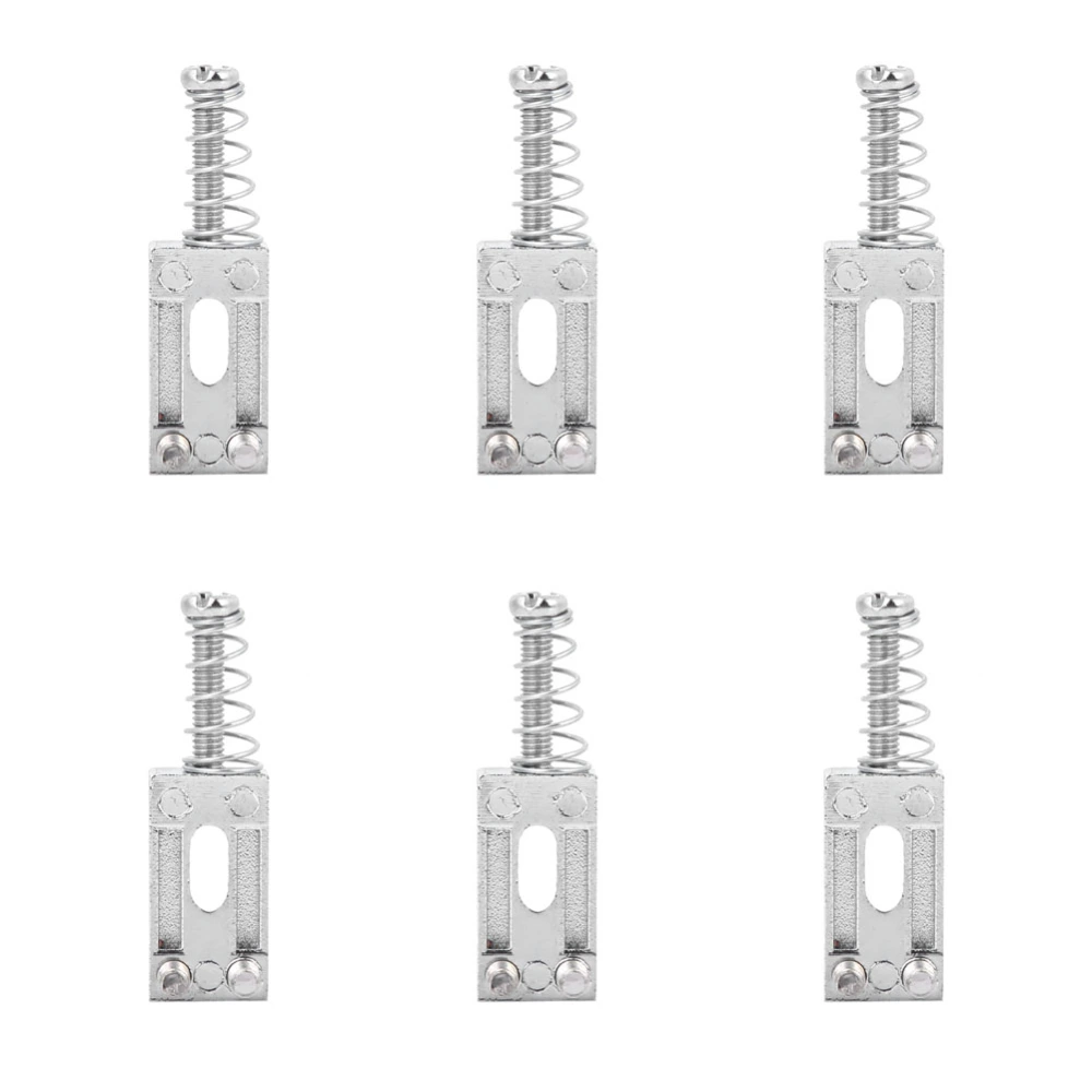 6pcs Single Locking Metal Tremolo Bridge Saddles with Screw Spring for Electric Guitar(Silver)