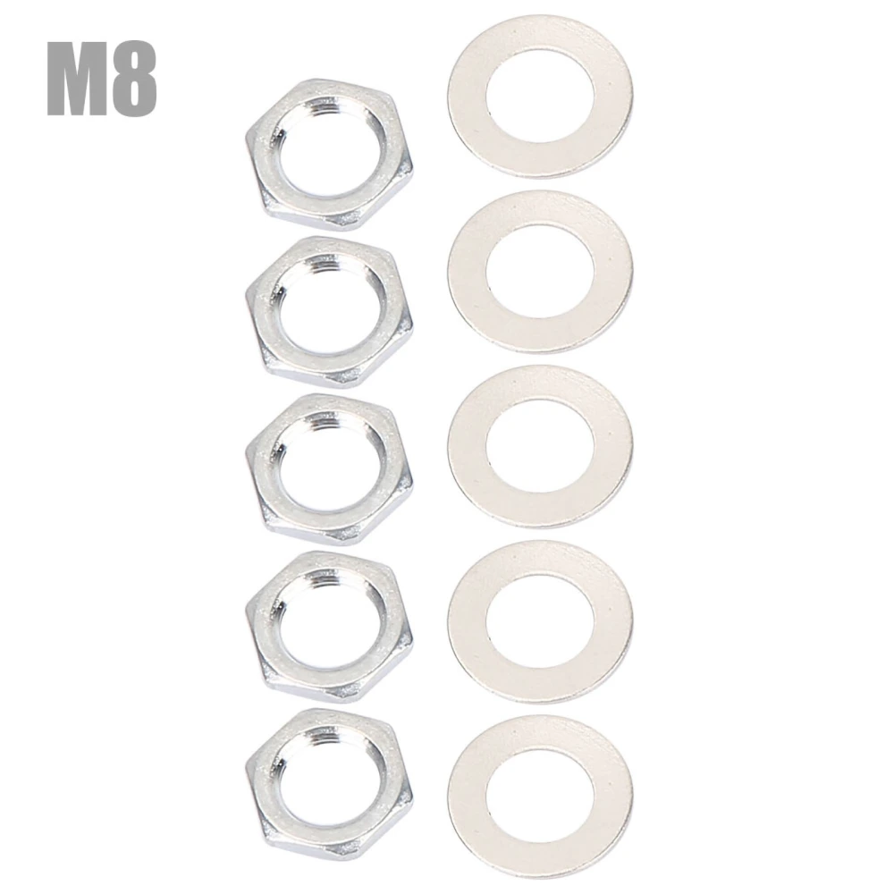 5 Pcs Metal Electric Guitar and Bass Jack Socket Replacement Nuts with Washers Set(M8)