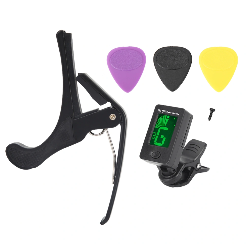 Portable Quality Guitar Tool Kit Replacement Parts with Pick Capo Tuner Accessory Set