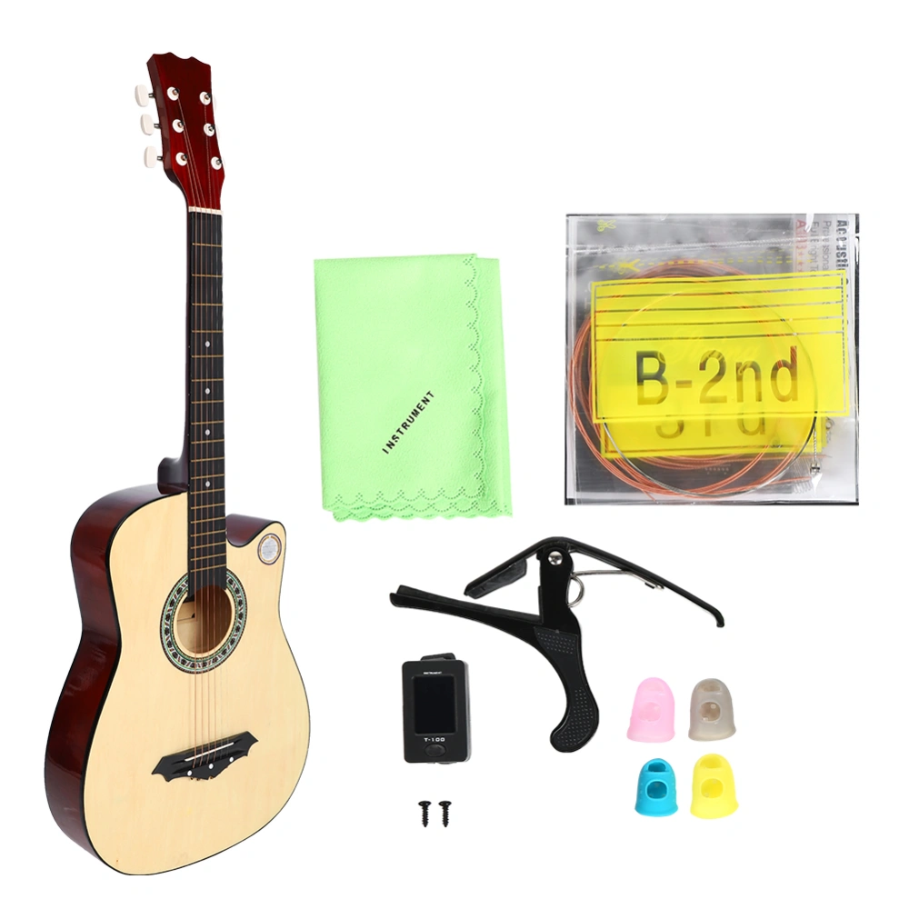 High Quality Wood Folk Guitar Dreadnought Cutaway Beginner Tuner Kit