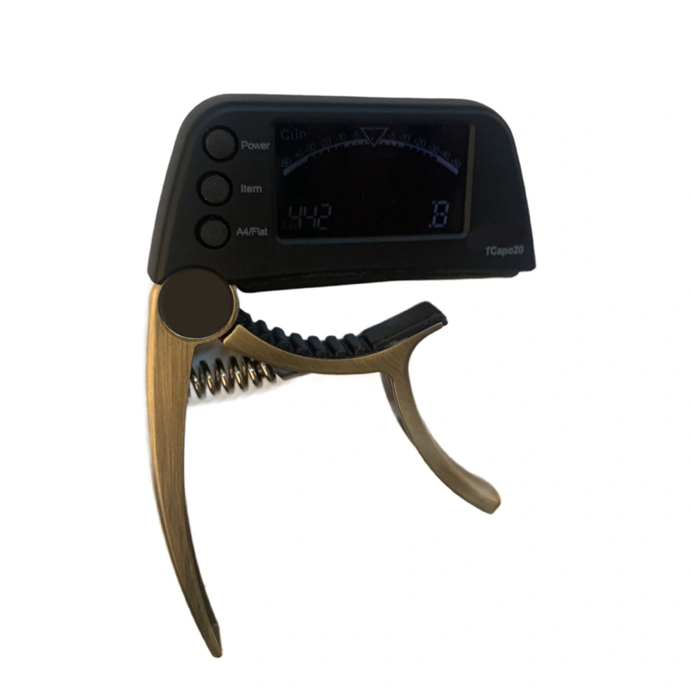 One Handed Quick Change Metal Capo Tuner Gear Accessory for Guitar Bass(Bronze)