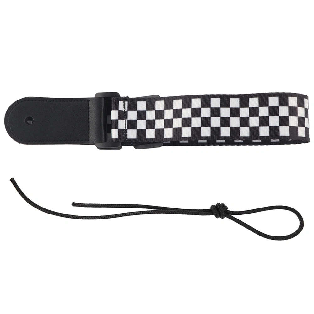 Adjustable Black and White Squares Ukulele 4 String Hawaii Guitar Shoulder Strap Accessory