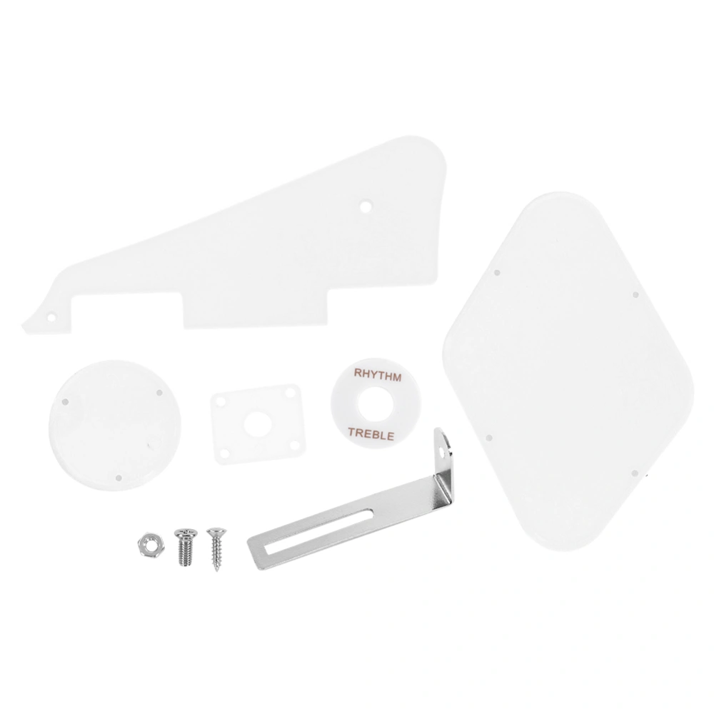 Plates Set Pickguard Switch Ring Cavity Cover Jack Scratch Back Plate for LP Jazz Guitar(White)