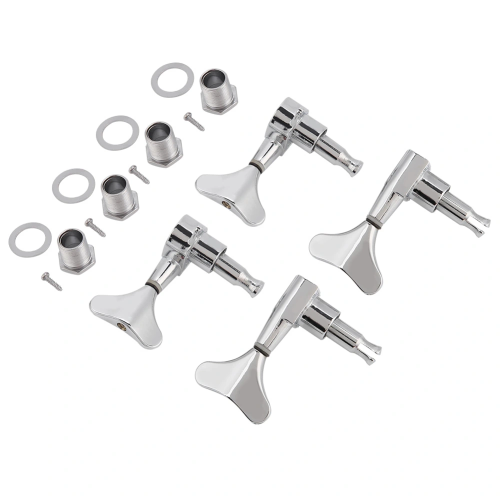 2L2R Fishtail shaped Button Sealed Bass Guitar Tuning Pegs Machine Heads(Silver)