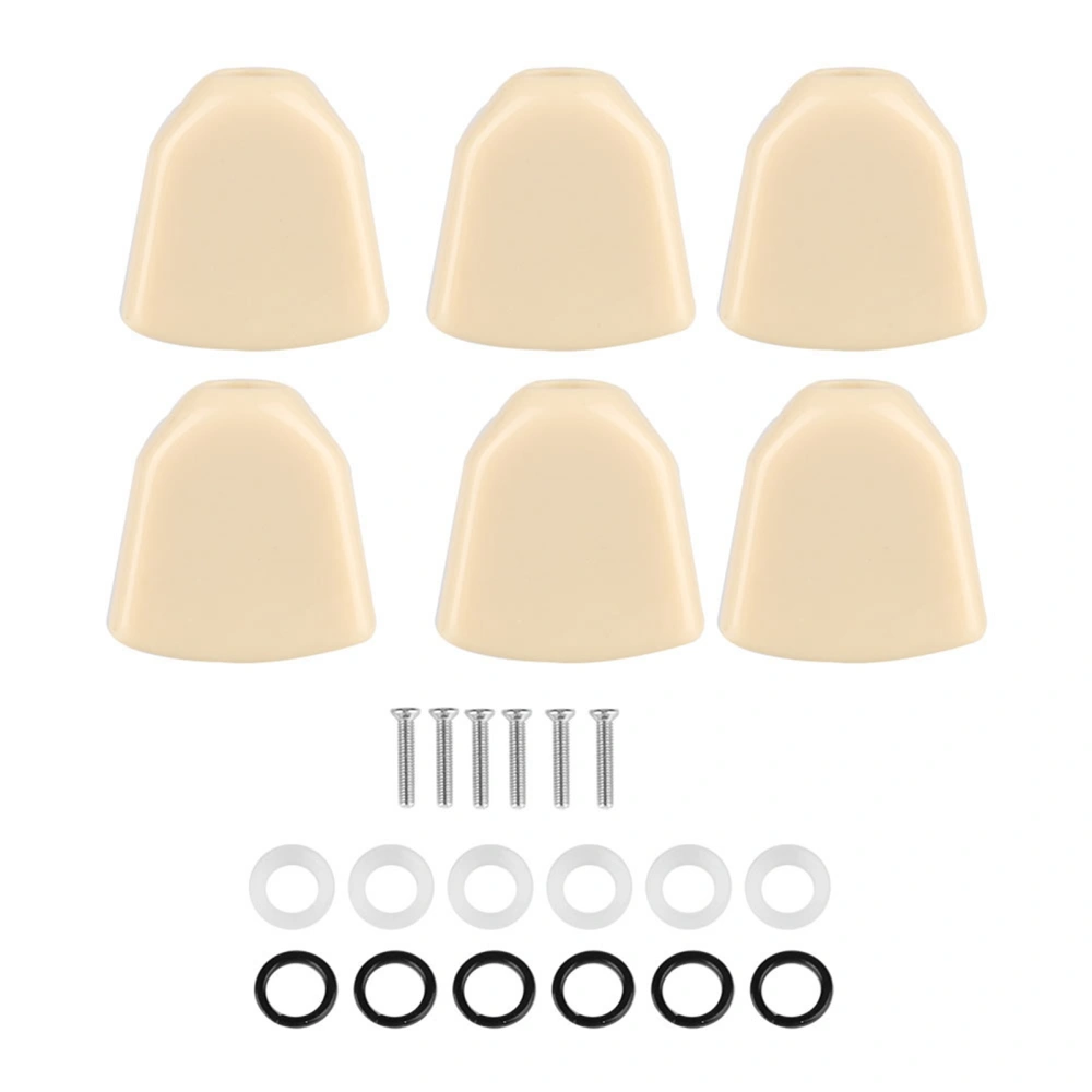 6 PCS/ Set Tuning Pegs Machine Heads Acrylic Buttons for Guitar(Beige)