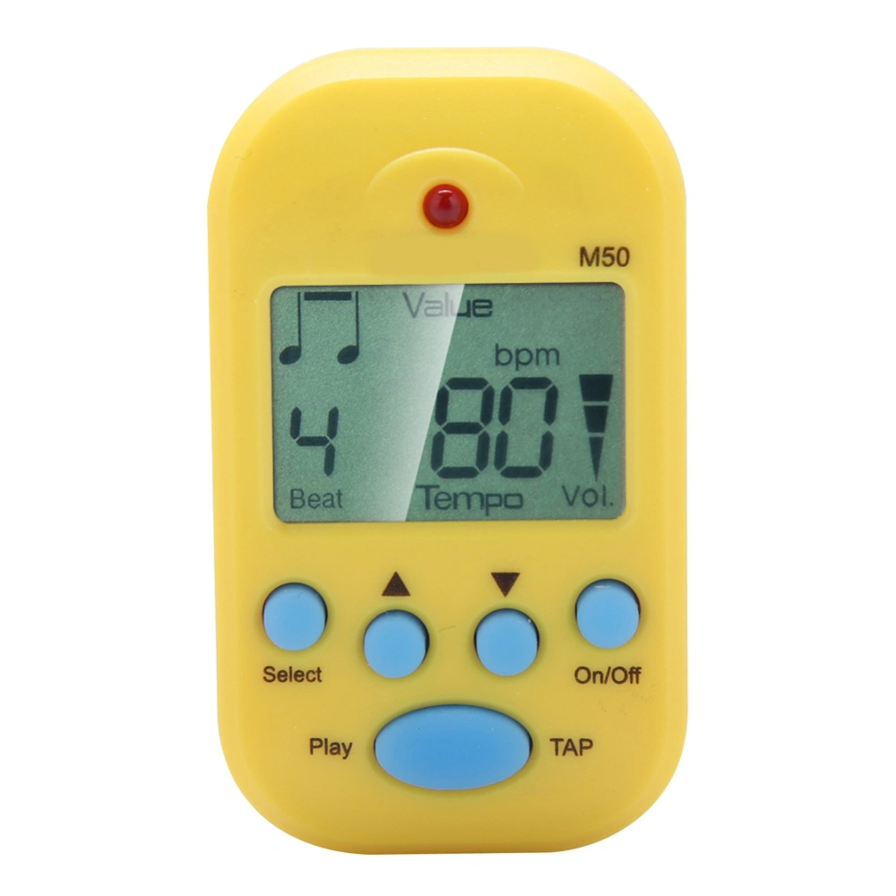 Meideal Mini LCD Digital M50 Metronome Beat Tempo Guitar Music Accessory with Battery(Yellow)