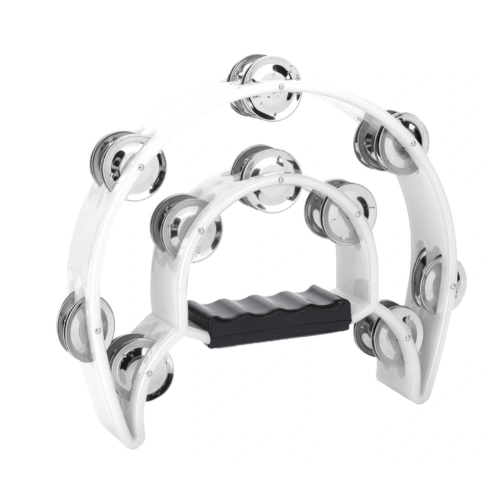 Double Row Jingles Handbell Tambourine Percussion Musical Instrument(White)