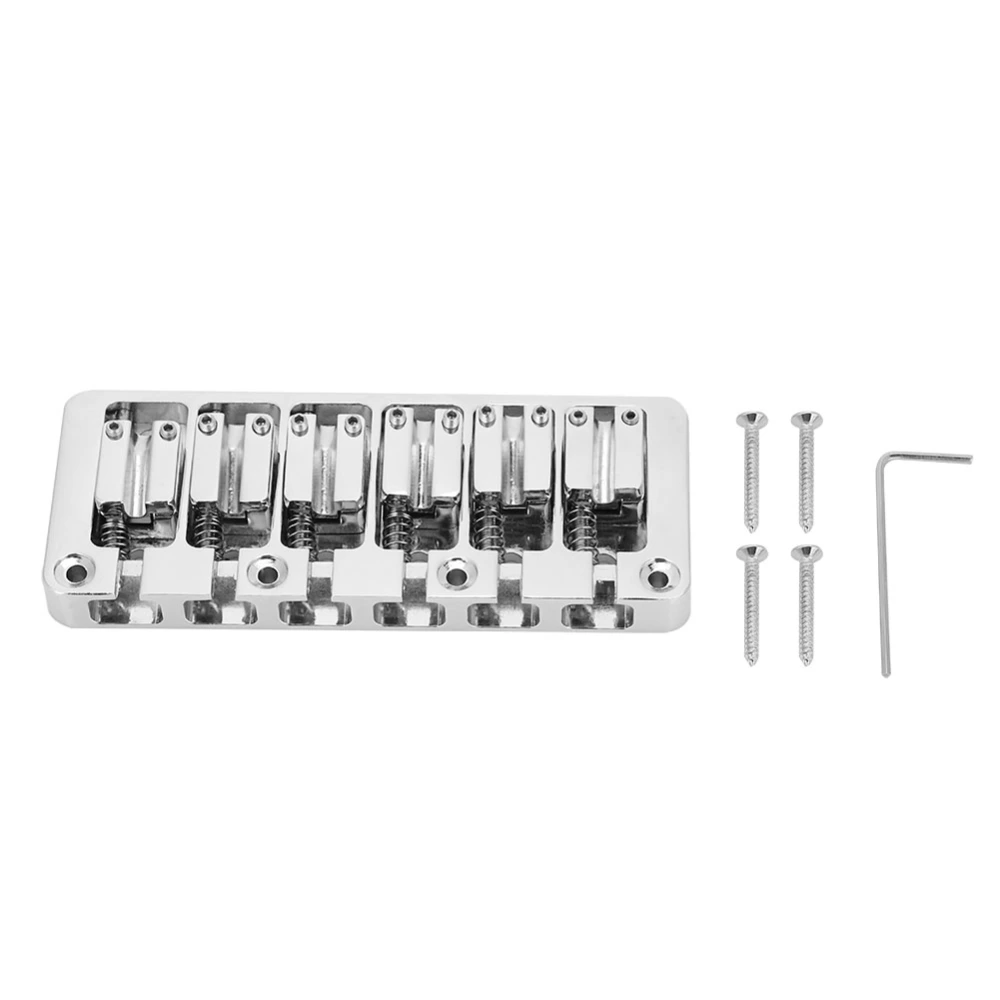 1 PC 6 String Bass Fixed Hardtail Bridge with Adjustable Saddle Chrome