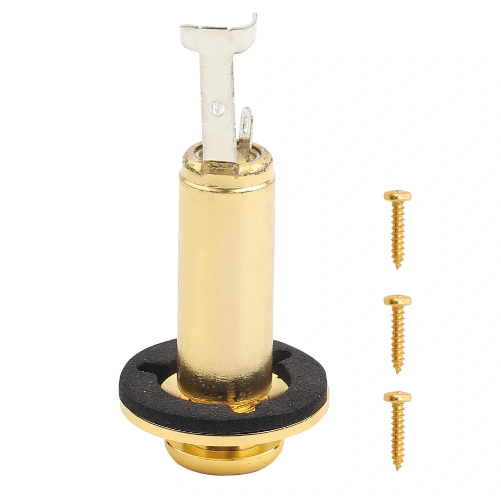 Durable Metal End Pin 6.35mm 1/4" Output Jack Socket for Acoustic Electric Guitar(Gold)