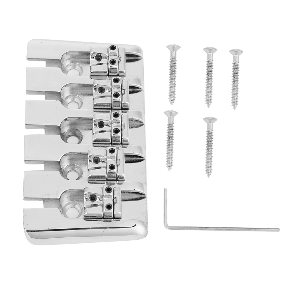 5 String Electric Bass Guitar Saddle Set with 5 Screws Wrench Repair Parts