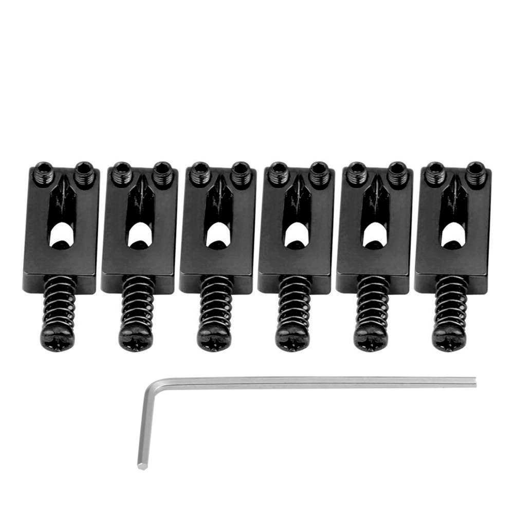 6 Pcs Metal Tremolo Saddles for Electric Guitar Bridge Parts with Wrench(Black)