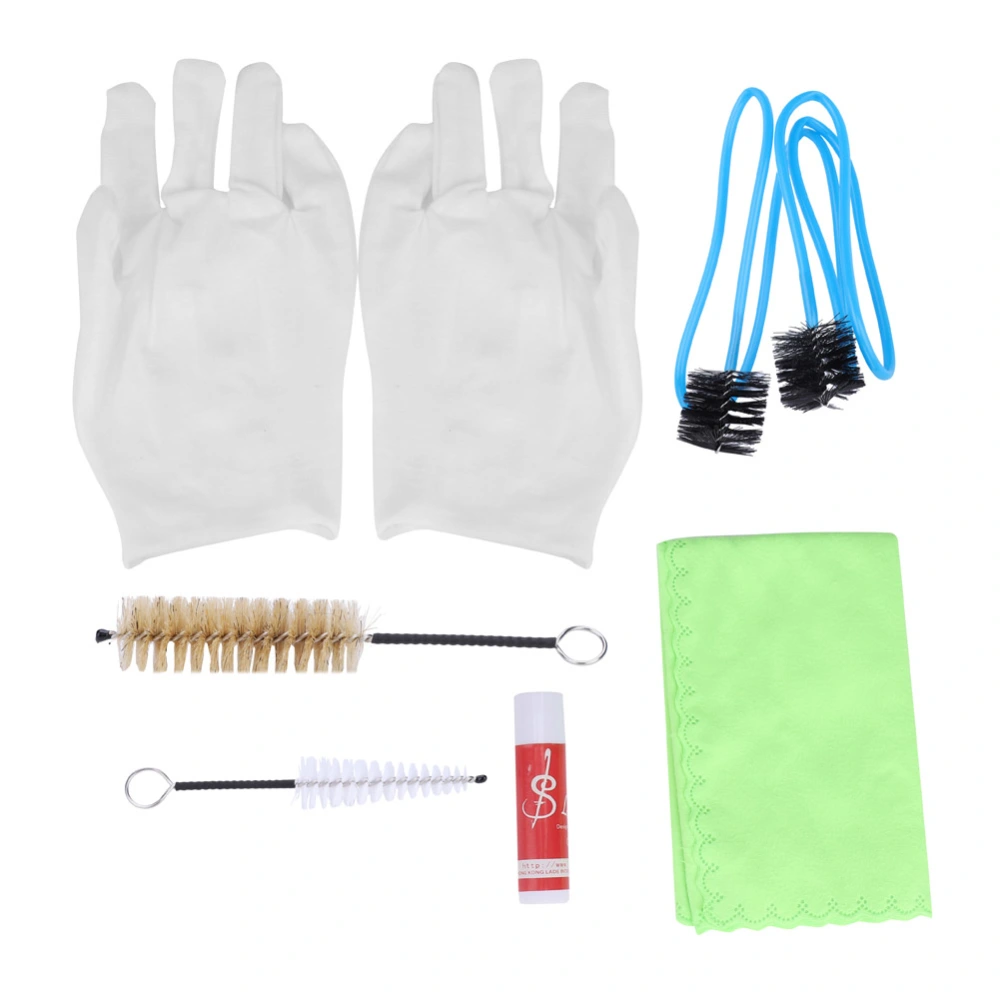 Trumpet Trombone Tuba Horn Cleaning Set Kit Tool with Cleaning Cloth Brush Gloves