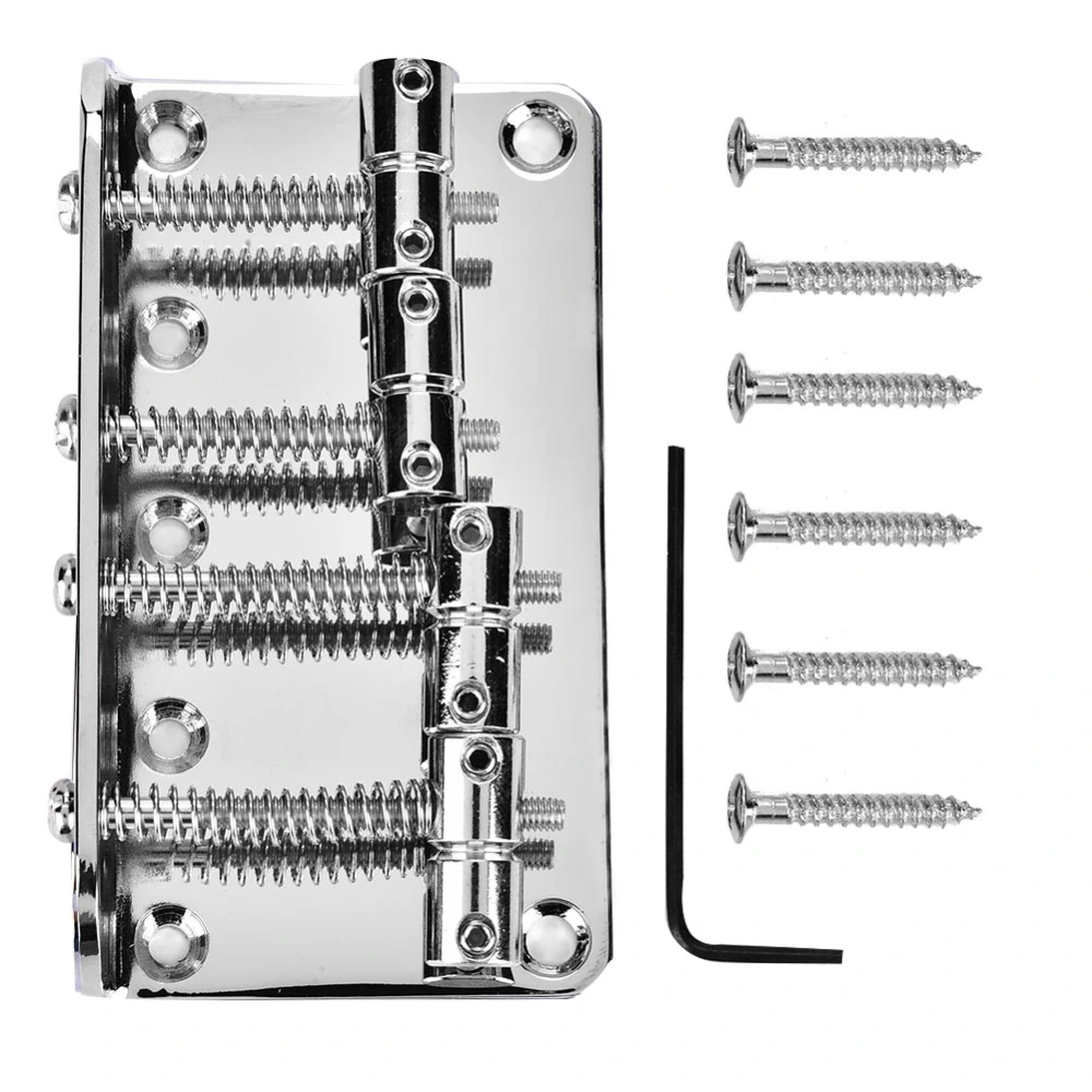 Professional Metal Four string Bass Bridge for 4 string Electric Bass Guitar (Silver)