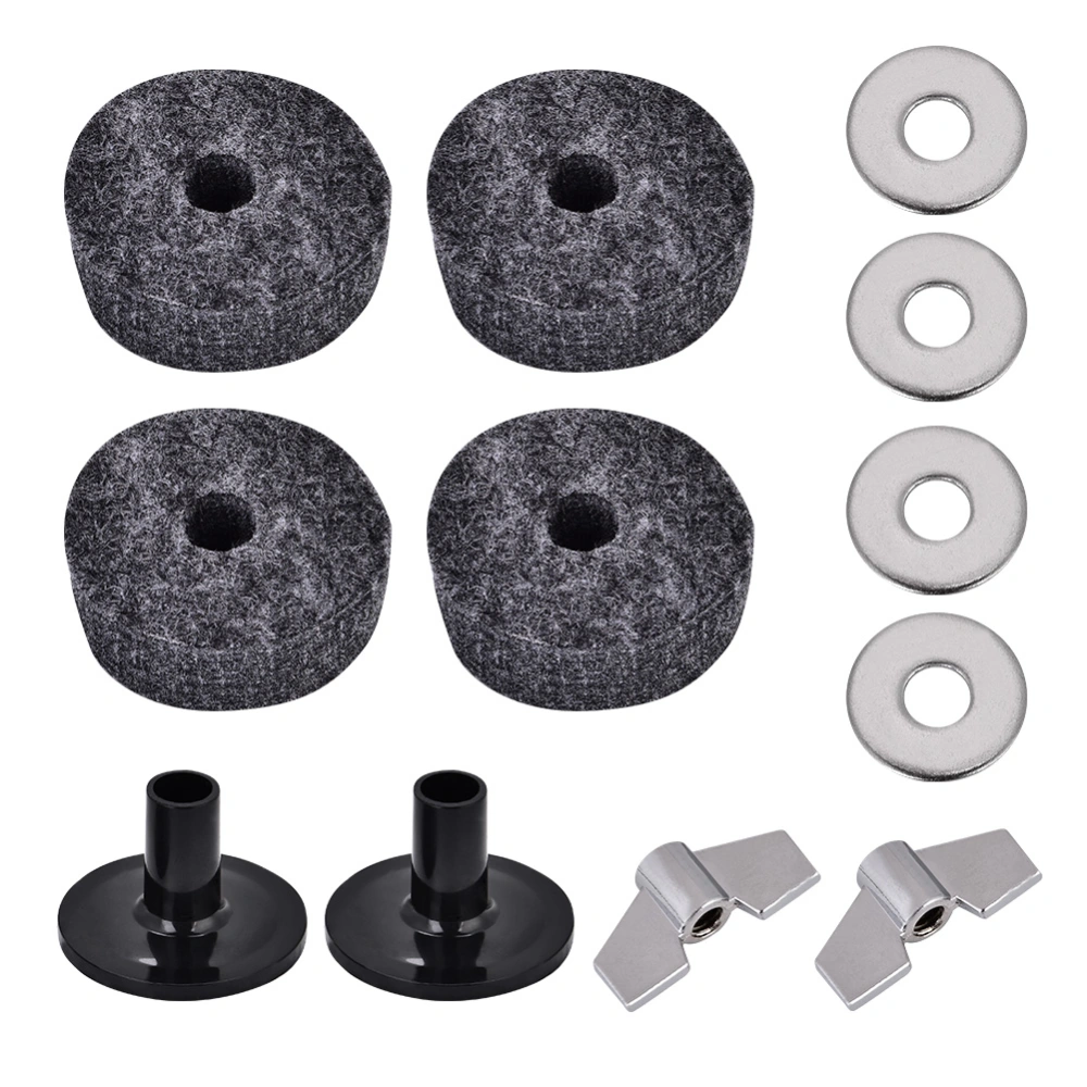 Drum Felt Washer Pad Plastic Cymbal Stand Sleeve Replacement Parts Set with Wing Nuts