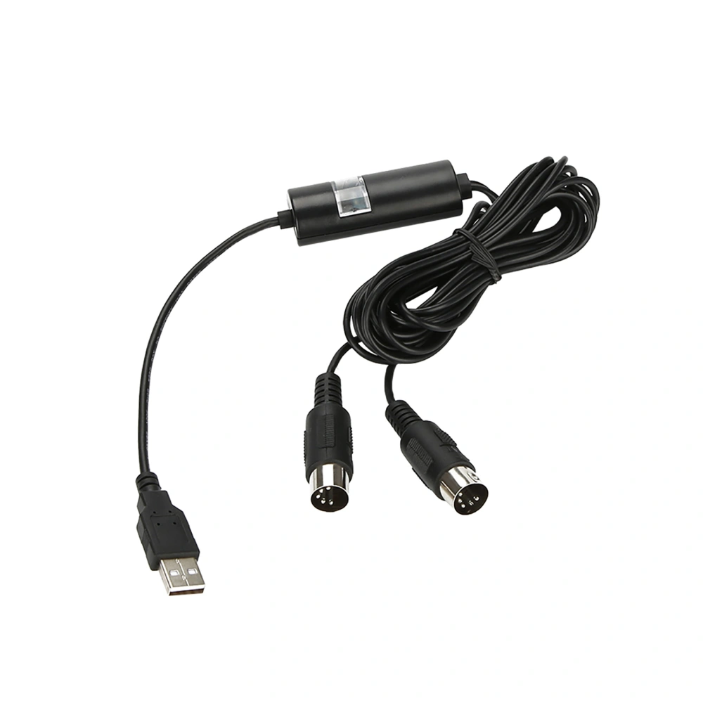 Universal MIDI to USB in OUT Cable Converter Line LED Indicator Electronic Music Accessory