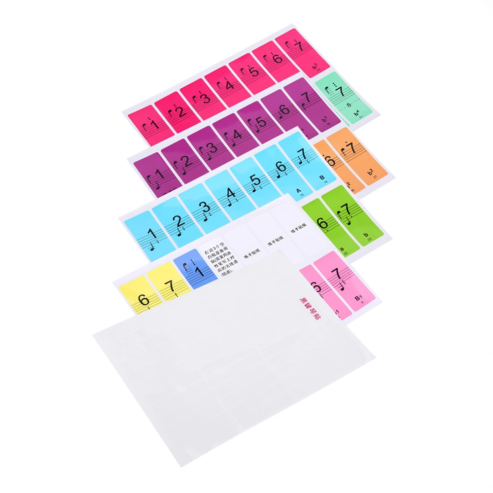 Removable 88 Keys Piano Electronic Keyboard Note White Keys Stickers Labels(Multicolor)