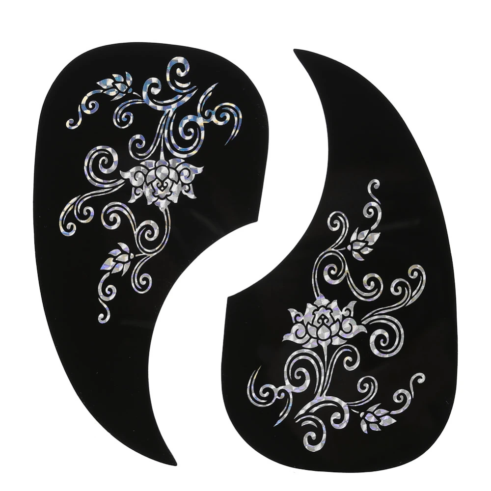 2Pcs Comma Shape Pickguard Pick Guard Sticker for Acoustic Guitar (Silver Vine)