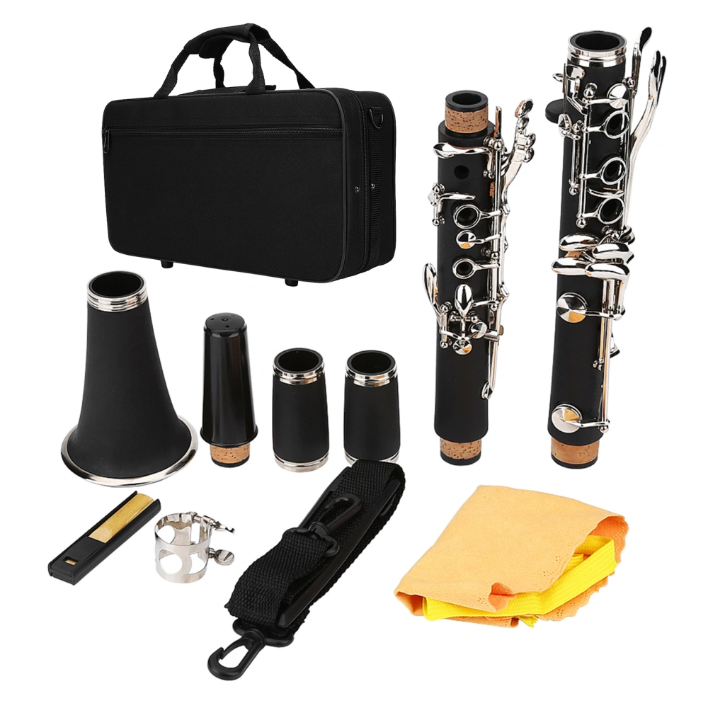 17 Key Descending B Tone Bakelite Clarinet with Reeds Cleaning Cloth Woodwind Instruments