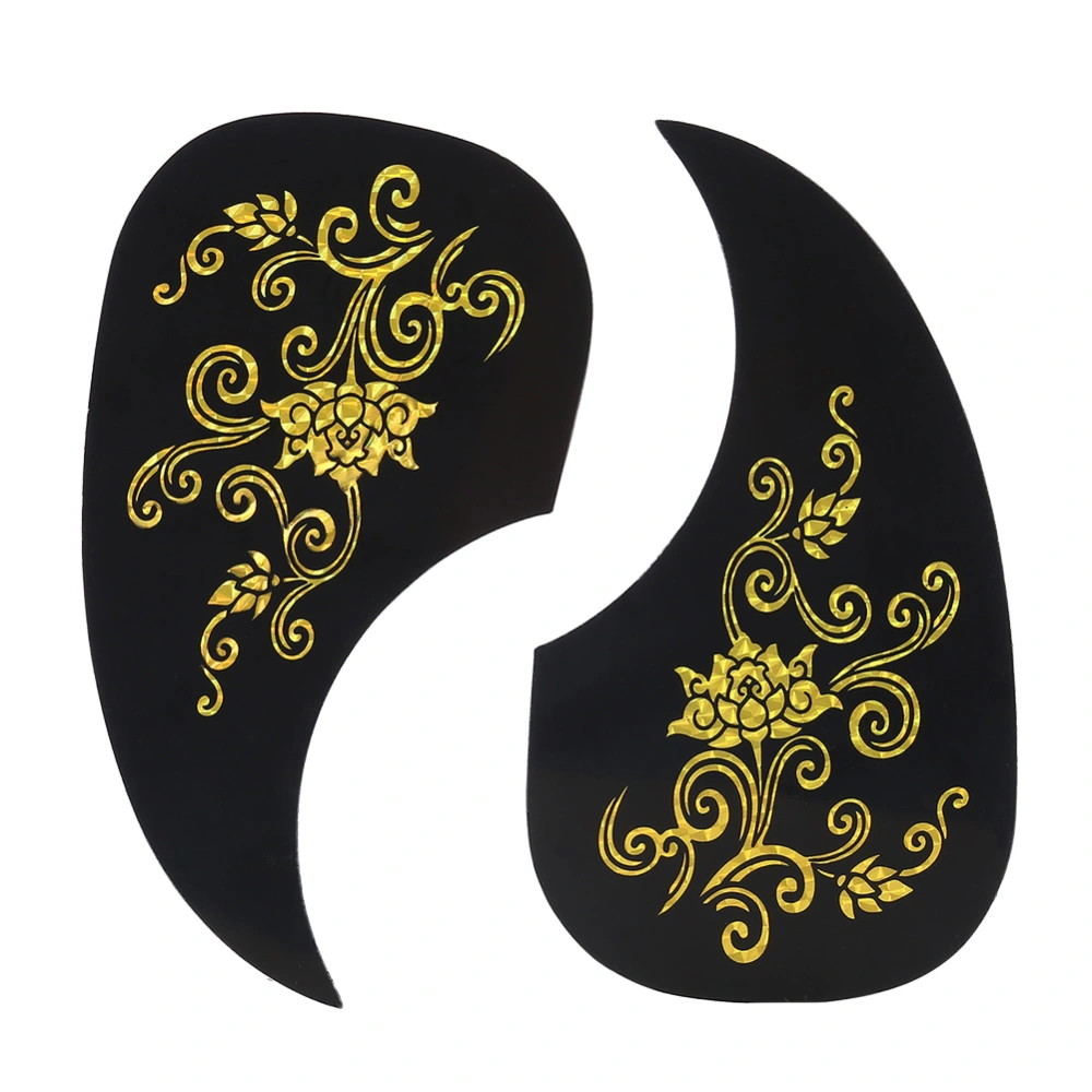 2Pcs Comma Shape Pickguard Pick Guard Sticker for Acoustic Guitar (Gold Vine)