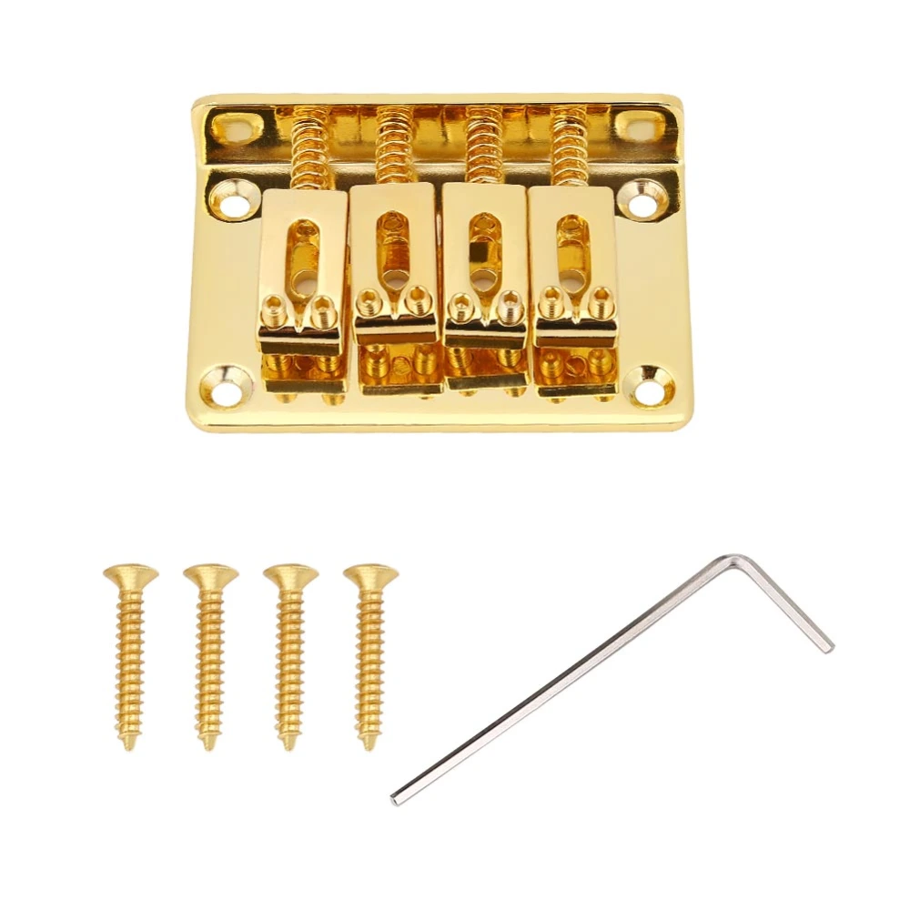 4-string Fixed Bridge Replacement Parts for Cigarbox Electric Guitars Bass Ukulele(Gold)