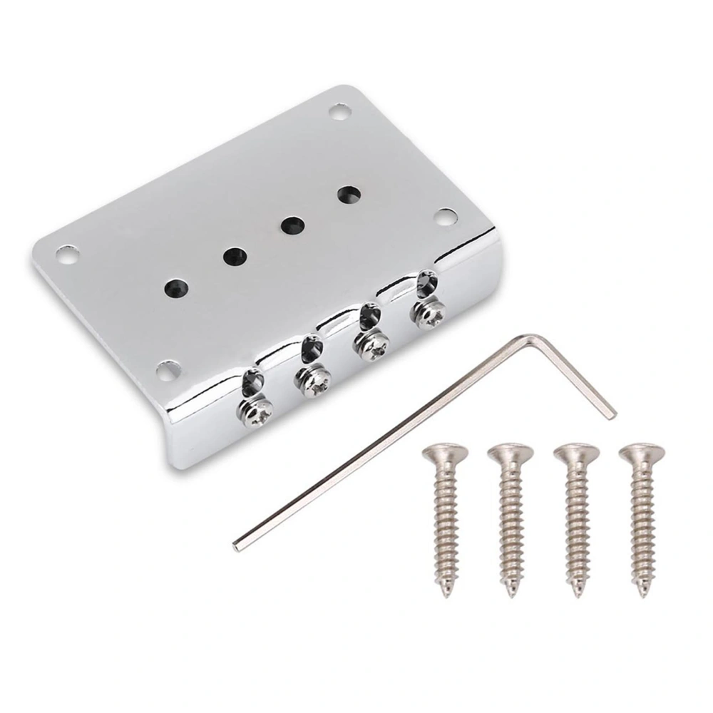 4-string Fixed Bridge Replacement Parts for Cigarbox Electric Guitars Bass Ukulele(Silver)