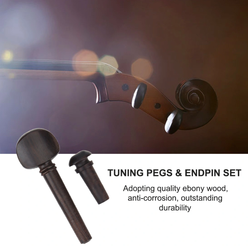 Ebony Tuning Pegs with Endpin Set Replacement Parts for 4/4 Violins Musical Instruments