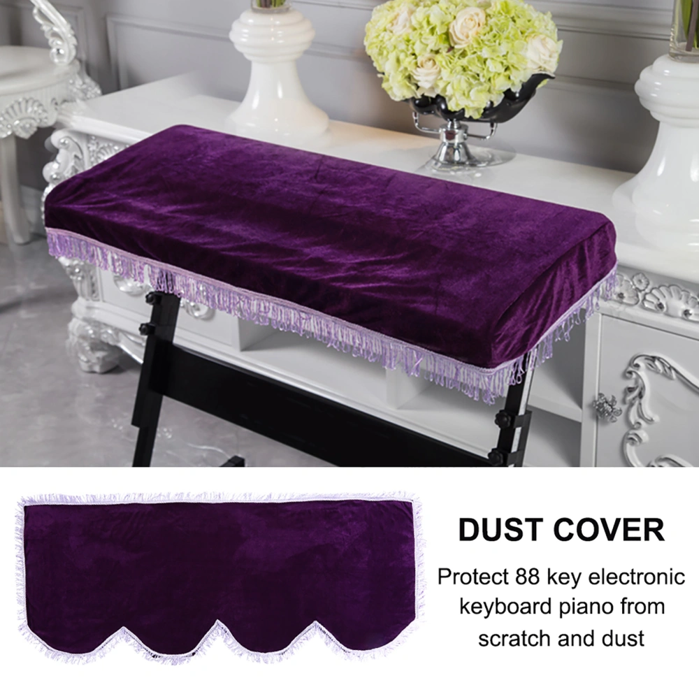 Pleuche Anti dust Decorated Keyboard Cover for 61/88 Key Electronic Piano (Violet 88Key)