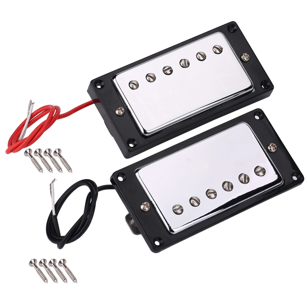 Bridge & Neck Chrome Humbucker Pickup Set with Mounting Screws for LP Guitars