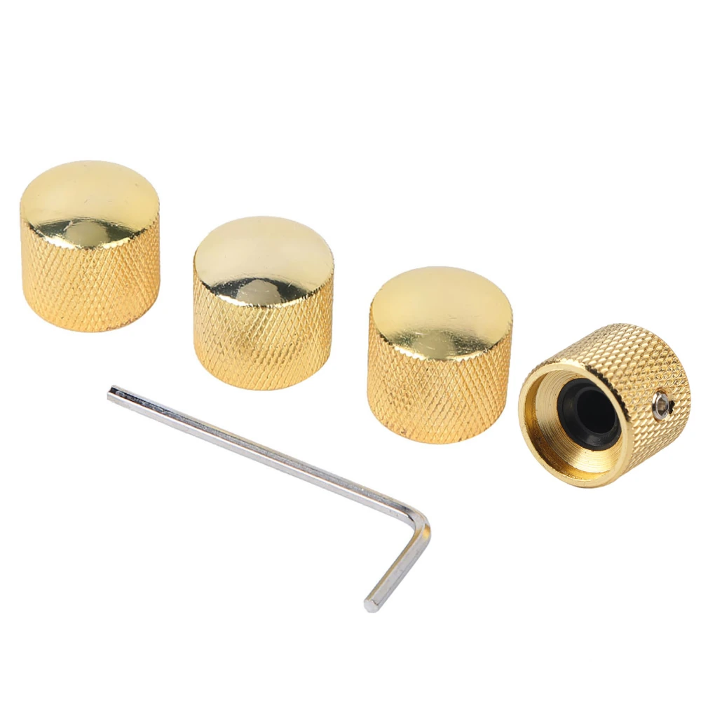 4 Pcs Durable Dome Knob Volume Tone Control Replacement Parts for Electric Guitar Bass(Gold)