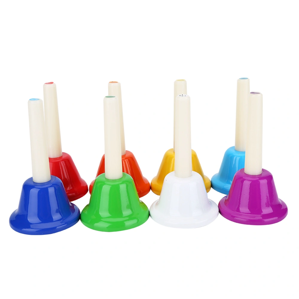 8-Note Colorful Metal Hand Bell Handbells Set Musical Instrument Toy for Kids Children