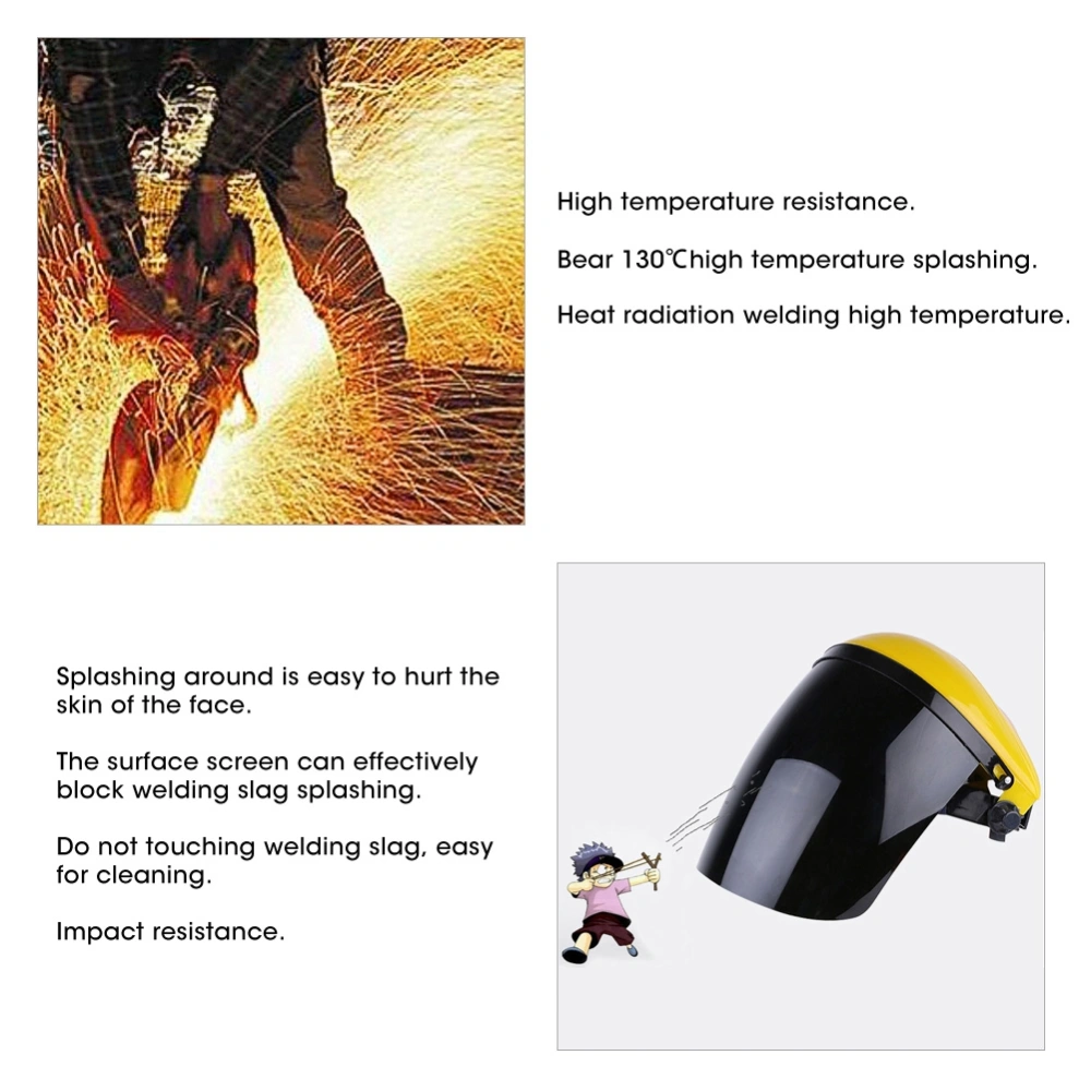 PC Head Mount Ultraviolet Proof High Temperature Resistance Safety Guard Welding Face Shield(Tawny )