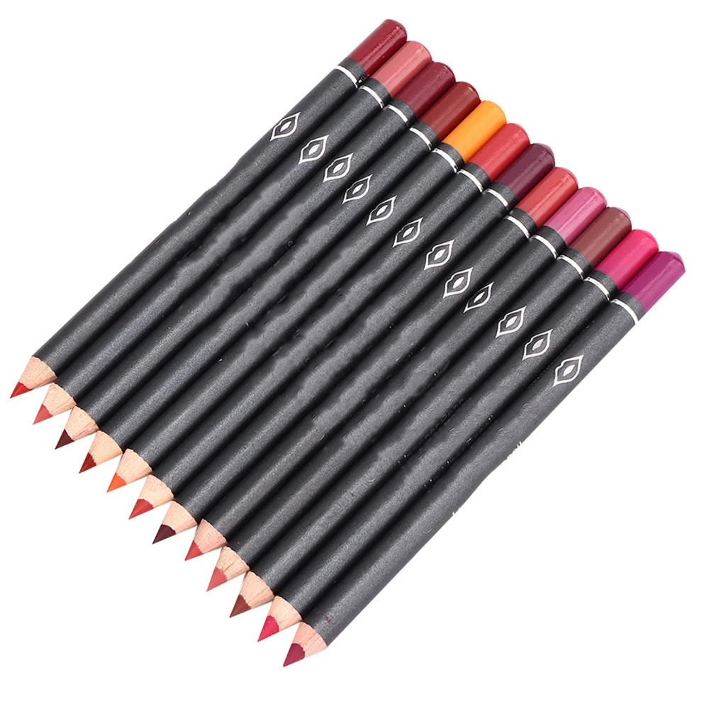 Vibely 12pcs Lipliner Waterproof Matte Lip Liner Pencil Lip Makeup Cosmetic Pen Set