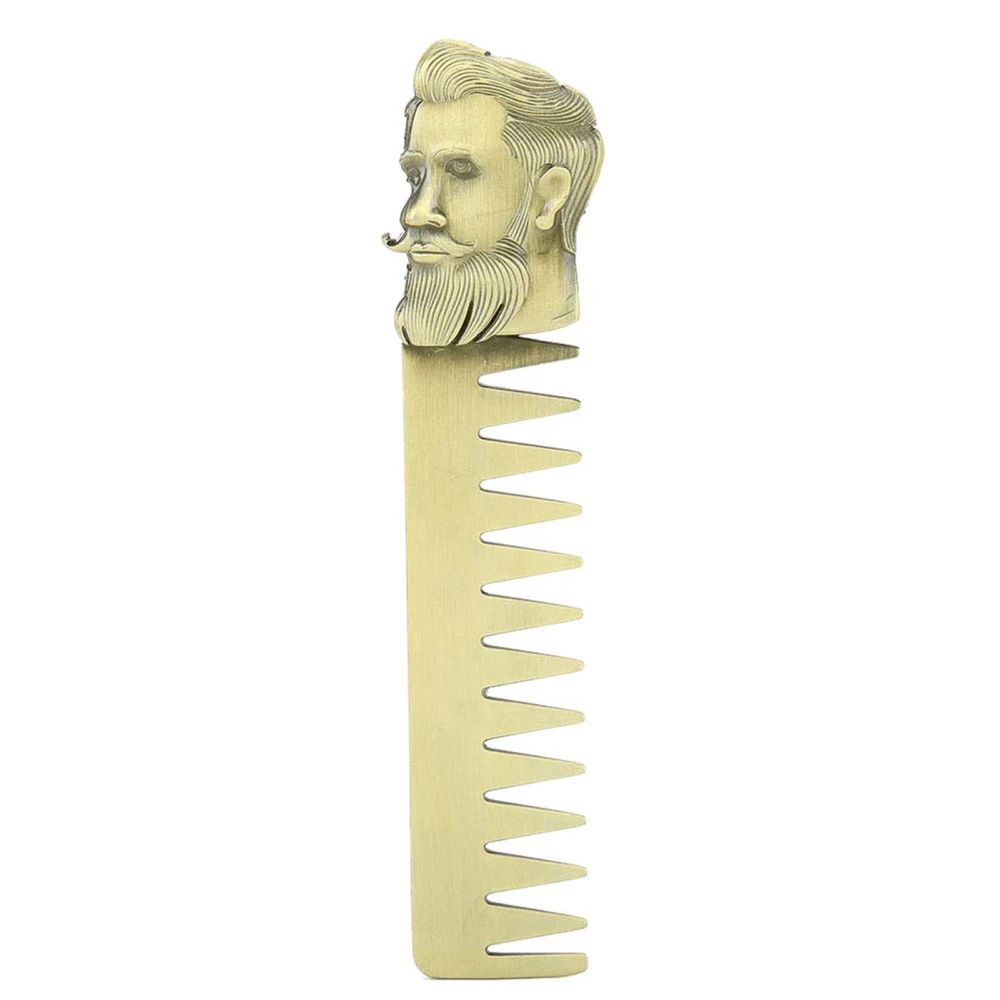 Styling Beard Comb Wide Tooth Zinc Alloy Barber Salon Hairdressing Comb for Men