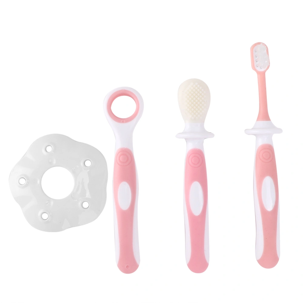 Baby Silicone Deciduous Teeth Training Toothbrush Tongue Coating Cleaner Oral Care ToolPink