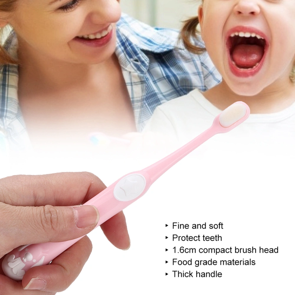 Kid Toothbrush Cartoon Soft Safe Silicone Baby Oral Dental Cleaner ToothbrushPink