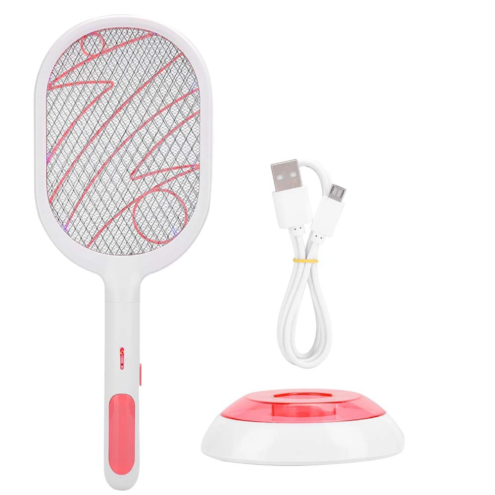 Electric Insect Racket USB Rechargeable Mosquito Bug Zapper Killer Trap FlyswatterWhite