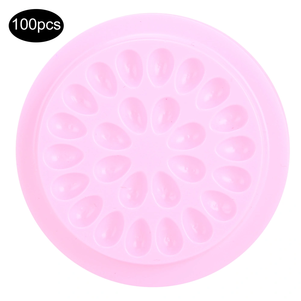 100pcs PVC Flower Shaped Grafting Eyelash Glue Tray False Eyelashes Gasket AccessoryPink