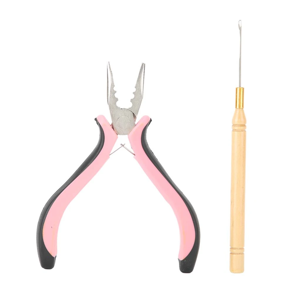 Hair Extension Hook Needle 3 Hole Pliers Set Stainless Steel Hair Extension Wig Tools