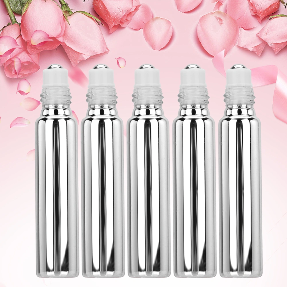 5pcs Empty Essential Oil Roller Ball Bottle Glass Perfume Dispenser ContainerSilver